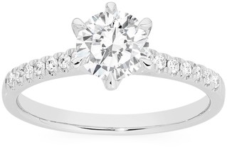 Alora 14ct White Gold 1.15 Carats TW Lab Grown Diamond Shoulder Solitaire Ring