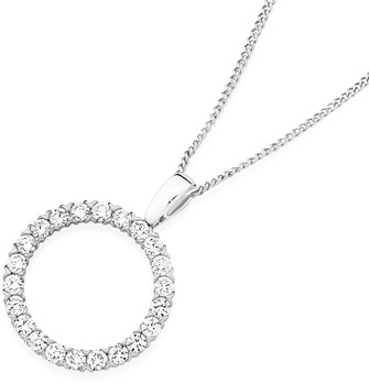 Alora 10ct White Gold 1 Carat TW Lab Grown Diamond Circle Pendant