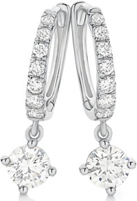 Alora 10ct White Gold 3/4 Carat TW Lab Grown Diamond Drop Huggie Earrings