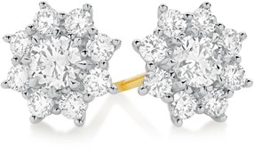 Alora 10ct Gold 1 Carat TW Lab Grown Diamond Flower Cluster Stud Earrings