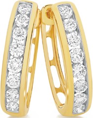Alora 10ct Gold 1/2 Carat TW Lab Grown Diamond Channel Set Huggie Earrings