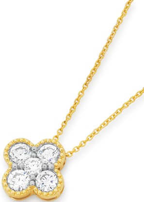 Alora 10ct Gold 1/2 Carat TW Lab Grown Diamond Clover Slider Necklet