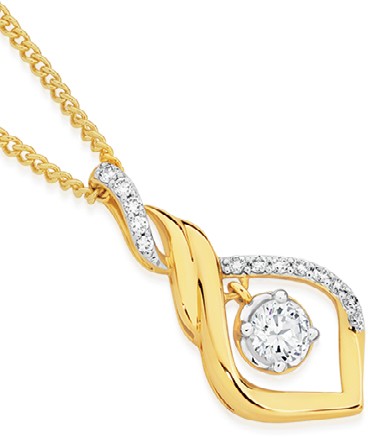 Alora 10ct Gold 1/3 Carat TW Lab Grown Diamond Twist Top Pendant
