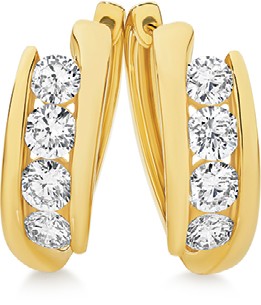 Alora 10ct Gold 1 Carat TW Lab Grown Diamond Offset Huggie Earrings