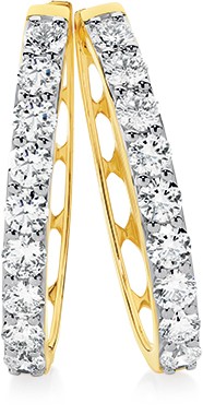 Alora 10ct Gold 1 1/2 Carats TW Lab Grown Diamond Huggie Earrings