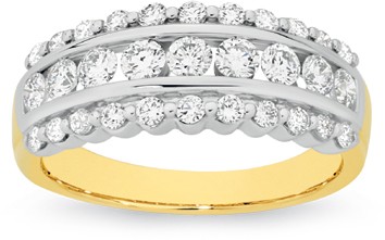 Alora 10ct Gold 1 Carat TW Lab Grown Diamond Three Row Band