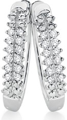 9ct White Gold Diamond Pave Huggie Earrings