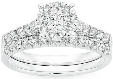18ct White Gold Diamond Cluster Bridal Set