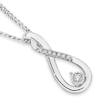 9ct White Gold Diamond Infinity Twist Pendant
