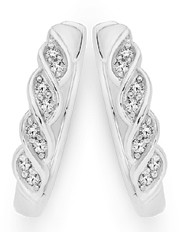 9ct White Gold Diamond Huggie Earrings