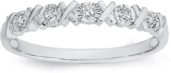 9ct White Gold Diamond Hugs & Kisses Band