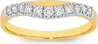 18ct Gold Diamond Curved Band