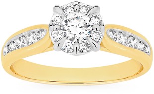 9ct Gold Diamond Round Cluster Ring