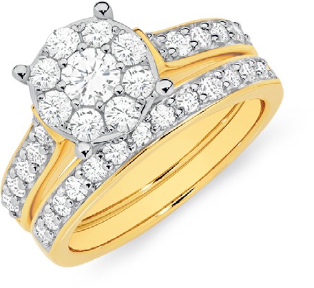 18ct Gold Diamond Bridal Ring Set