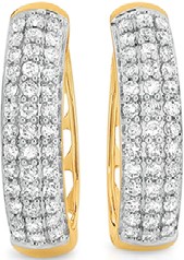 9ct Gold Diamond Pave Huggie Earrings