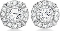 9ct Two Tone Gold Diamond Round Frame Stud Earrings