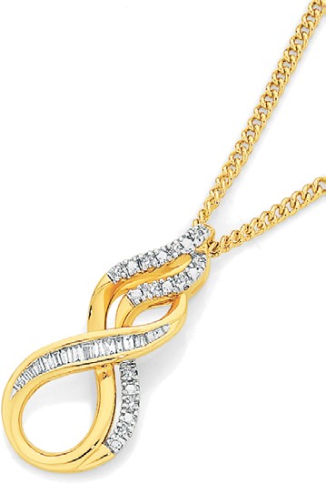 9ct Gold Diamond Infinity Pendant