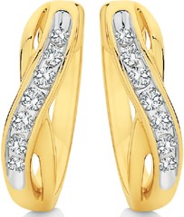 9ct Gold Diamond Crossover Huggie Earrings