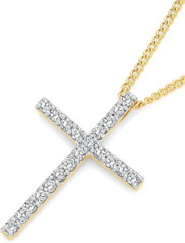 9ct Gold Diamond Cross Pendant