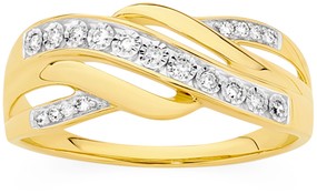 9ct Gold Diamond Crossover Ring