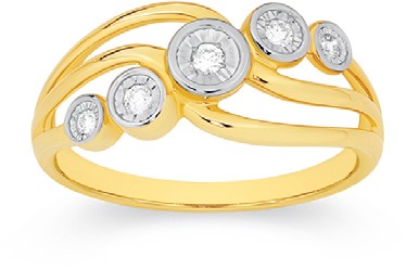 9ct Gold Diamond Open Swirl Dress Ring