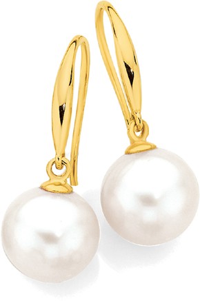9ct Gold Cultured Fresh Water Pearl Drop Earrings