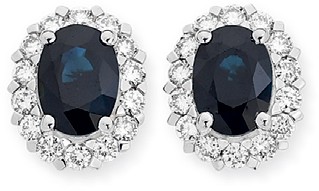 9ct Gold Natural Sapphire & Diamond Royal Stud Earrings