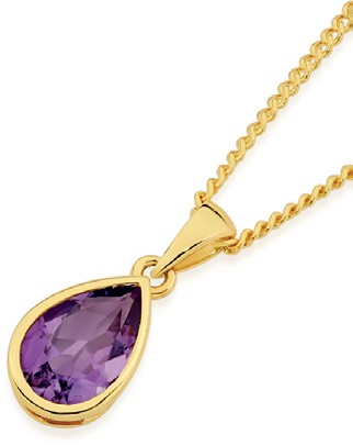 9ct Gold Amethyst Bezel Pendant