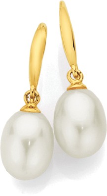 9ct Gold Pearl Drop Earrings