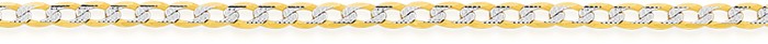 9ct Gold Two Tone 45cm Solid Diamond-Cut Curb Chain