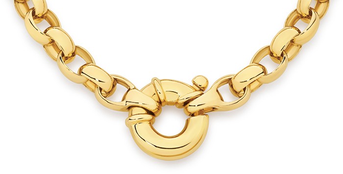 9ct Gold 45cm Solid Belcher Bolt Ring Necklace