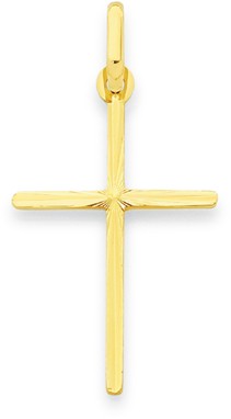9ct Gold Diamond-Cut Cross Pendant