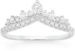 Sterling Silver Cubic Zirconia Tiara Ring