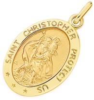 9ct Gold St. Christopher Oval Men's Pendant