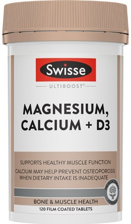 Swisse Ultiboost Magnesium, Calcium + D3 Tablets 120 Pack^