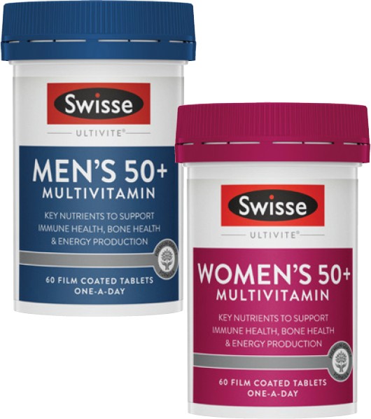 Swisse Ultivite Men's or Women's 50+ Multivitamin Tablets 60 Pack^