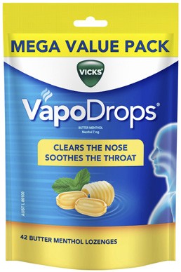 Vicks VapoDrops Butter Menthol Lozenges 42 Pack^