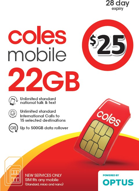 Coles Mobile $25 Prepaid SIM