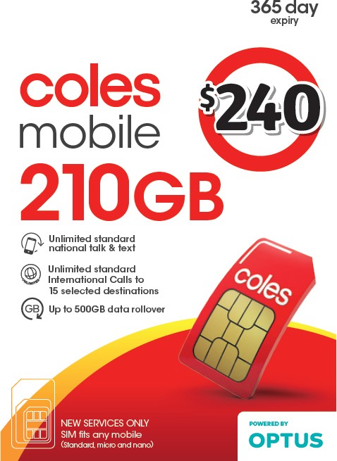 Coles Mobile $240 Prepaid SIM