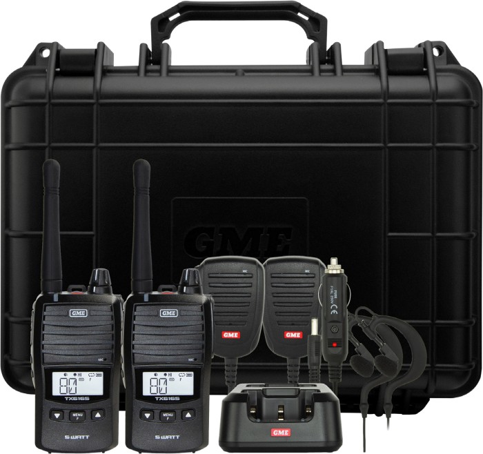 GME 5/1 Watt UHF CB Handheld Radio Including Accessories Twin Pack