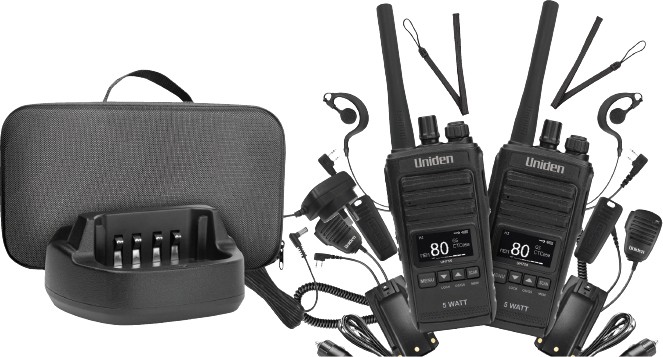 Uniden 5W 80CH UHF Splashproof CB Radio Twin Deluxe Pack