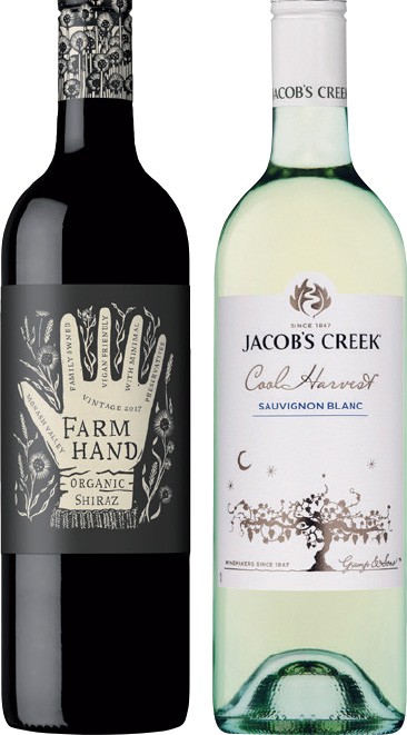 Farm Hand Organic or Jacob’s Creek Cool Harvest 750mL Varieties