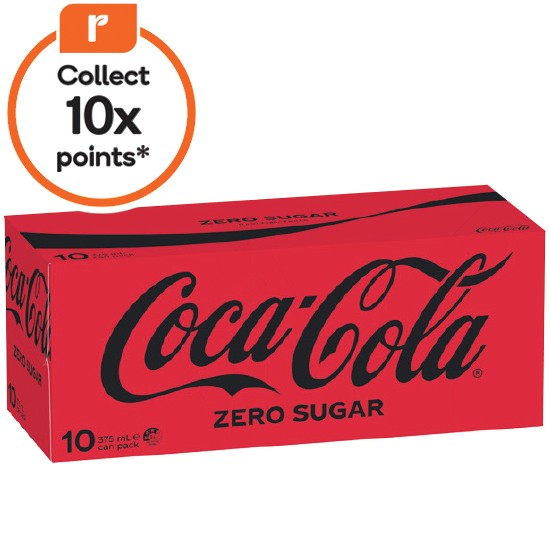 Coca-Cola Classic, Zero Sugar or Diet Soft Drink 10 x 375ml