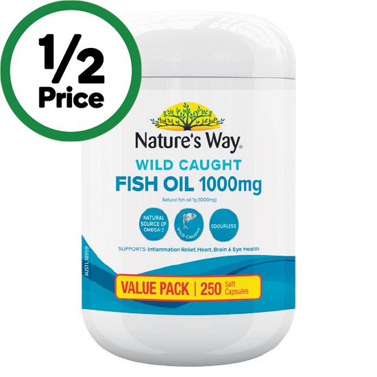 Nature’s Way Wild Caught Fish Oil 1000mg Capsules Pk 250~