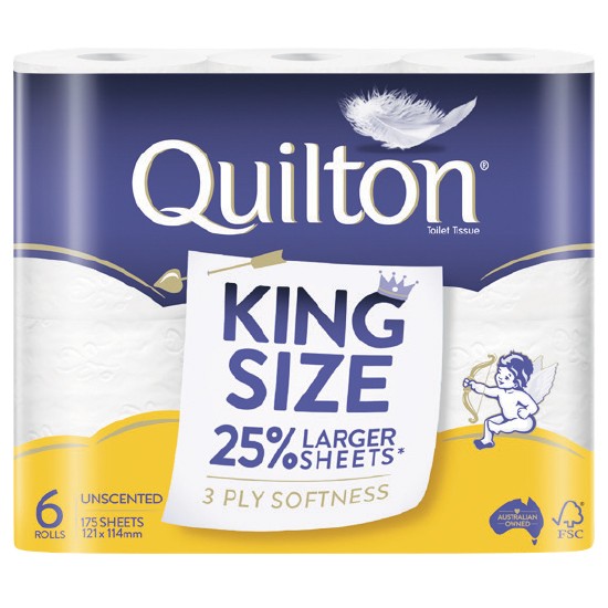 Quilton Toilet Paper Shea Butter Pk 6 or King Size Pk 6 or Coconut Oil Pk 6