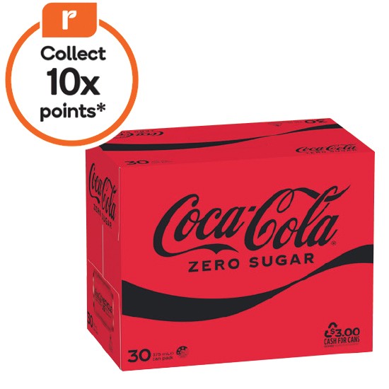 Coca-Cola Classic, Zero Sugar or Diet Soft Drink 30 x 375ml