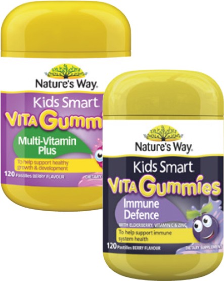 Nature's Way Kids Smart Vita Gummies Multi-Vitamin Plus or Immune Defence 120 Pack