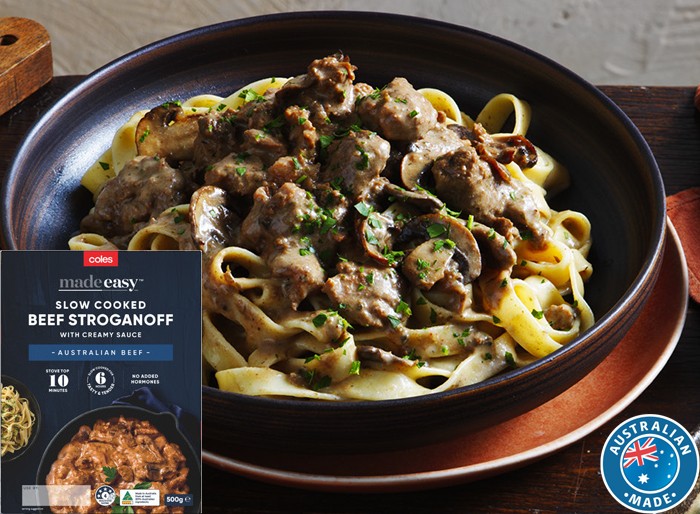 Coles Made Easy Slow Cooked Beef Stroganoff with Creamy Sauce 500g