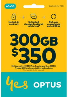 Optus $350 Prepaid SIM