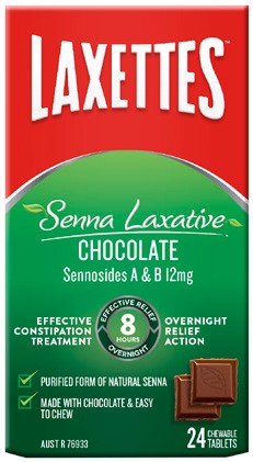 Laxettes Senna Laxative Chocolate Squares 24 Chewable Tablets